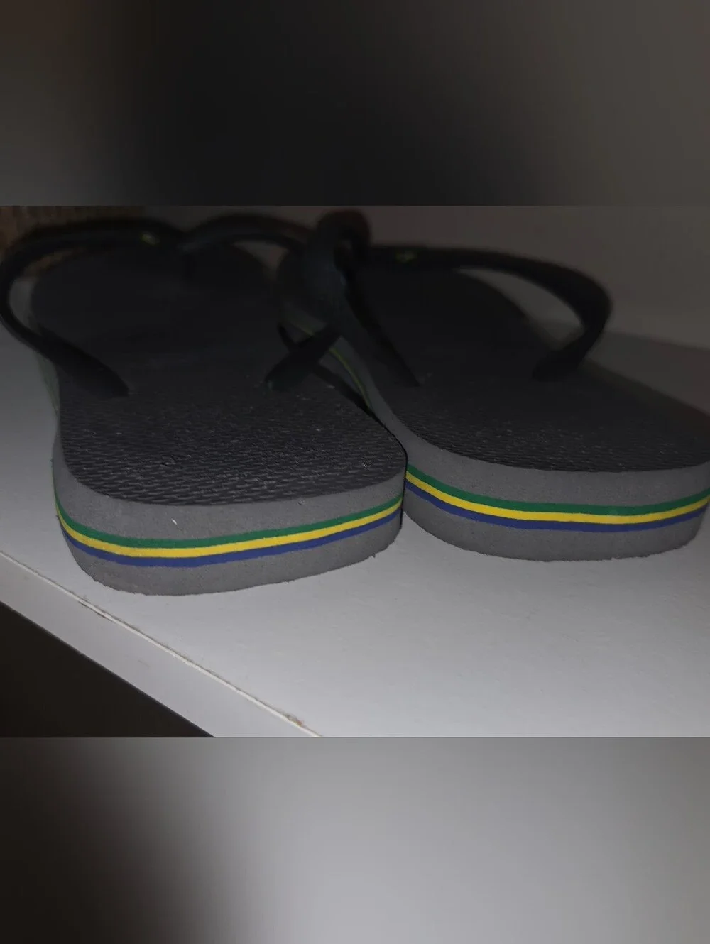 Havaianas Classic Black Flip Flops with Brazilian Flag
